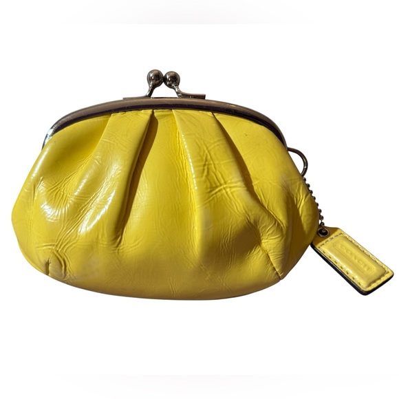 Coach Handbags - Yellow Leather Kiss-Lock Clutch Wallet